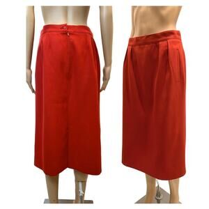 70s 80s Ted Lapidus Wool Midi Skirt | Brick Red | France | W 29.5"